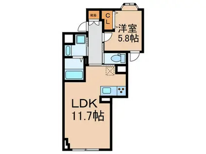 エクサム下北沢III(1LDK/4階)の間取り写真