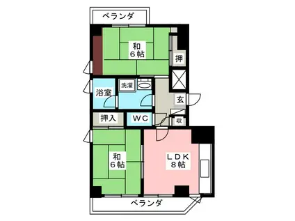八王子ABSビル(2LDK/5階)の間取り写真