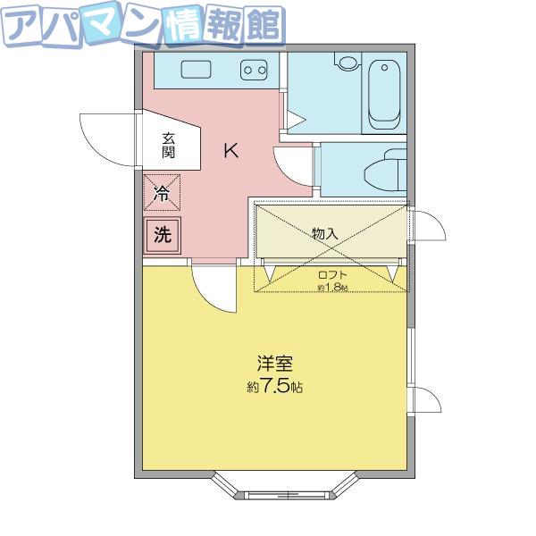 リリーハウス(1K/2階)の間取り写真