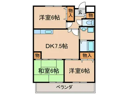 アメニティA・N(3DK/1階)の間取り写真