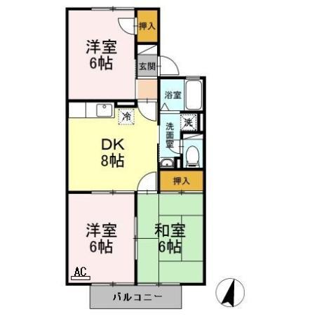 ハートホーム大西(3DK/2階)の間取り写真