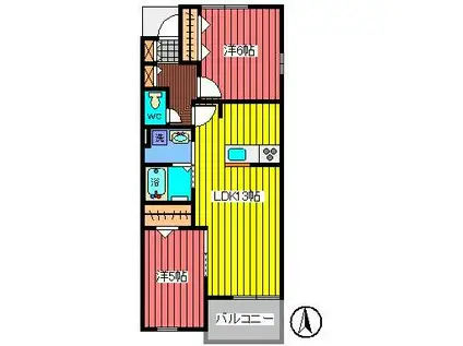ジョイフルガーデン金山町(2LDK/1階)の間取り写真