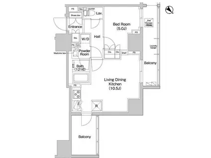 コンフォリア浅草橋(1LDK/11階)の間取り写真