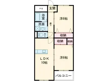 グランII(2LDK/3階)の間取り写真