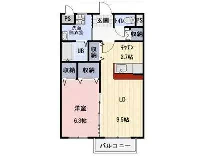 モンテ・セレッソ駒場(1LDK/2階)の間取り写真