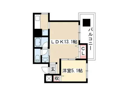 ガーデンハイツオギー(1LDK/3階)の間取り写真