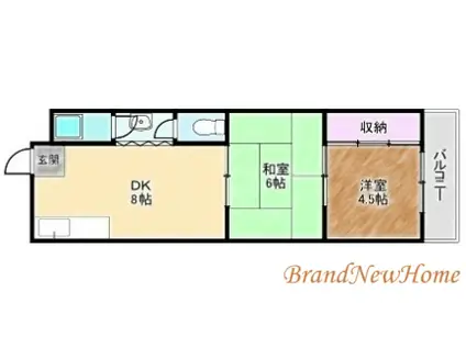 北長尾マンション(2DK/3階)の間取り写真
