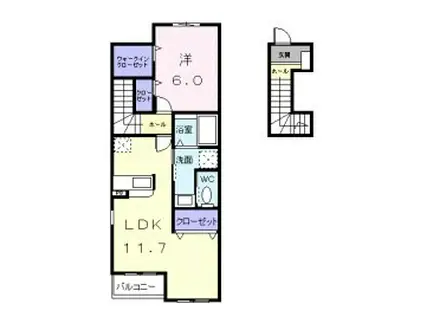 サンメゾンM B棟(1LDK/2階)の間取り写真