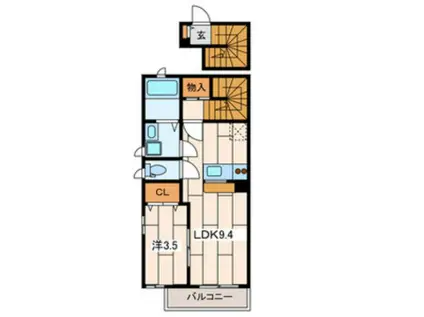 MAPLE FALLS(1LDK/2階)の間取り写真