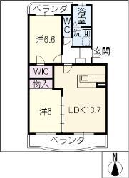 アムール(2LDK/2階)の間取り写真