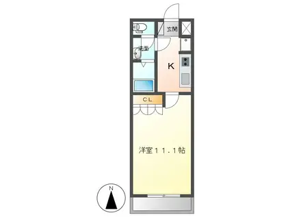 EVER GREEN(1K/1階)の間取り写真