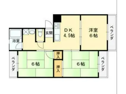 パインリーフ高砂(3DK/4階)の間取り写真