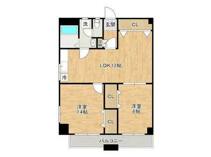 フェルト168(2LDK/4階)の間取り写真