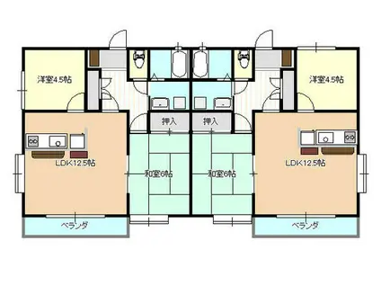 ウインディ鶴ヶ谷(2LDK/2階)の間取り写真