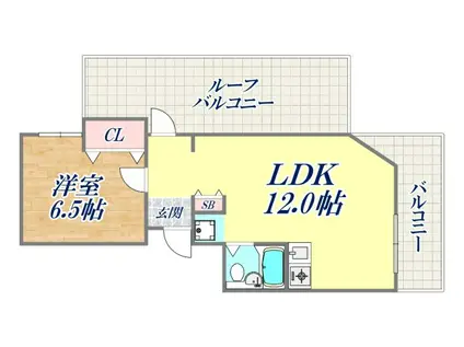 ハイム篠(1LDK/4階)の間取り写真