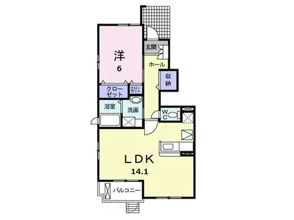 バロンドールII(1LDK/1階)の間取り写真