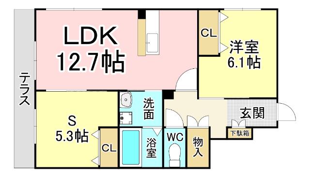 ボヌールM I(1SLDK/1階)の間取り写真
