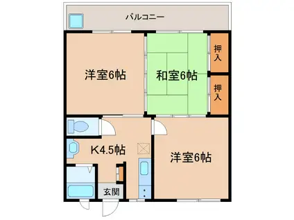 セントラルハイツ(3K/3階)の間取り写真