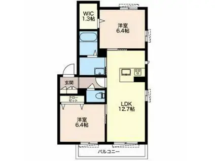 エスペラール A棟(2LDK/3階)の間取り写真