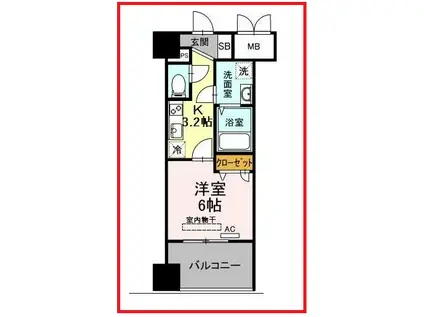 トリオマーレ蔵前(1K/11階)の間取り写真