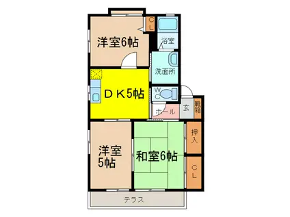 リブレK(3DK/1階)の間取り写真