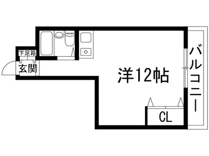 スチューデントルームバラード47(ワンルーム/2階)の間取り写真