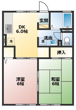 グレイス箕島(2DK/1階)の間取り写真