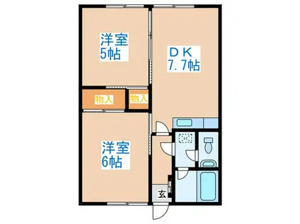 アーバンメイツ(2DK/2階)の間取り写真