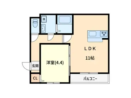 トリシア浦和(1LDK/1階)の間取り写真