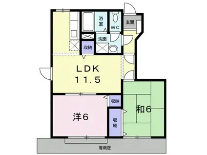 ラフィネ花水木(2LDK/1階)の間取り写真