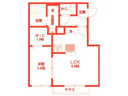 ベルグリーン和田山(1LDK/2階)の間取り写真