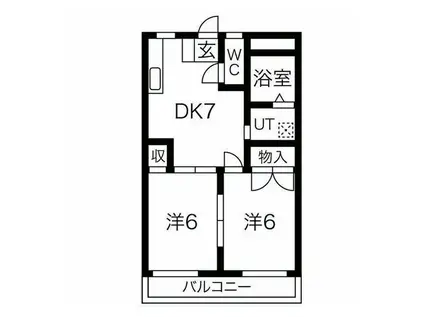 パインリーフ長森本町(2DK/2階)の間取り写真