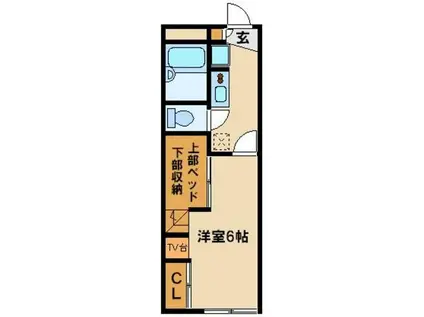 レオパレススカイクレイン(1K/2階)の間取り写真