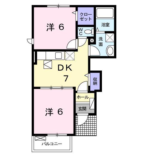 アバンツァートA(2DK/1階)の間取り写真