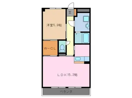 ハイツM(1LDK/1階)の間取り写真