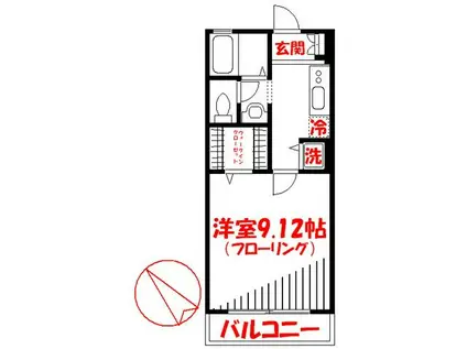 パルフィオーレ武蔵野(1K/1階)の間取り写真