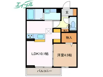 サニースペース(1LDK/1階)の間取り写真