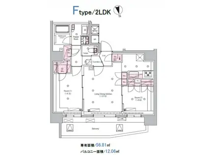 SYFORME ITABASHI III(2LDK/12階)の間取り写真