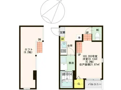 イーストヴィレッジ(1K/2階)の間取り写真