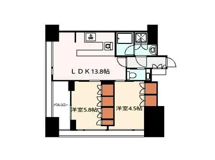 TーPUENTE(2LDK/12階)の間取り写真