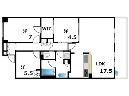 パークグラン西岡本(3LDK/3階)の間取り写真