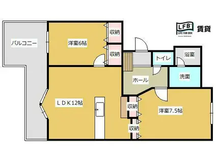 レイブリック東水町(2LDK/2階)の間取り写真