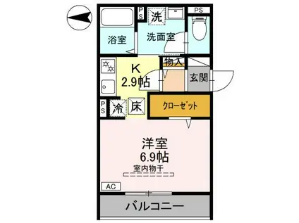 AKコンフォルト高崎栄町(1K/3階)の間取り写真