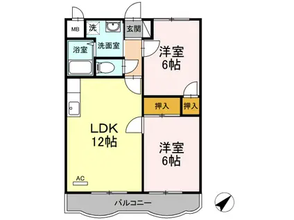 サンパティーク桜木III(2LDK/1階)の間取り写真
