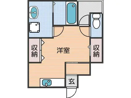 ハイツ梅南A棟(ワンルーム/1階)の間取り写真
