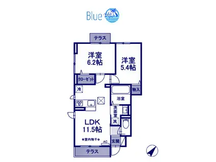 エルスハイム(2LDK/1階)の間取り写真
