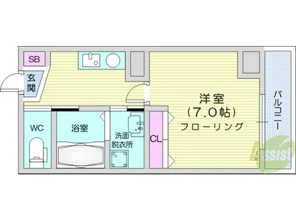 LUNA長町駅前(1K/9階)の間取り写真