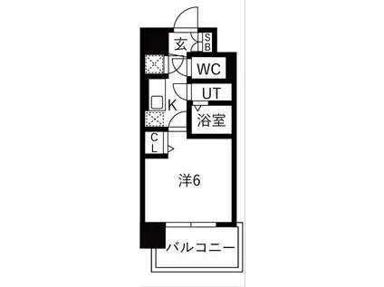 レジュールアッシュ緑橋駅前(1K/6階)の間取り写真