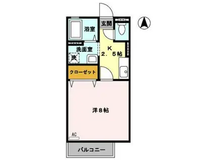 ディアコート浜(1K/1階)の間取り写真