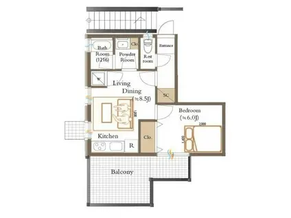 ザ・スタンダード アパートメント(1LDK/2階)の間取り写真